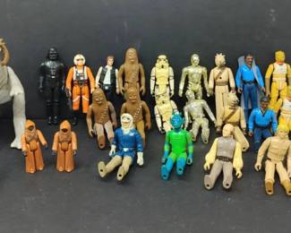 Lot of 28 Vintage Star Wars Action Figures Including Chewbacca, Darth Vader, and More Kenner Era