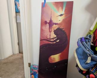 sci-fi digital painting, metal print