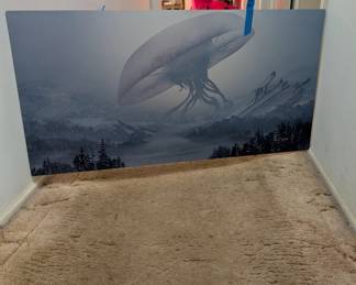 sci-fi digital drawing, metal print