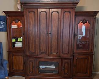 large 3 piece, lighted entertainment center