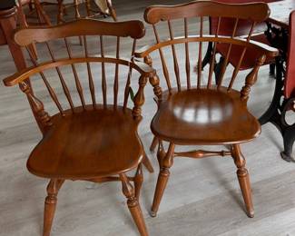 ETHAN ALLEN maple comb back SWIVEL chairs