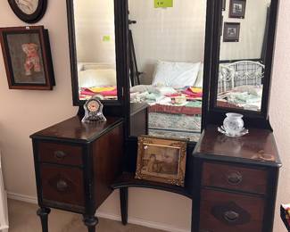 antique vanity with tri-fold mirror, tall!