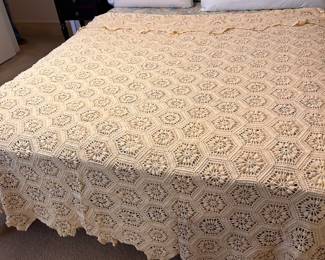 large hand crocheted bedspread/table cover