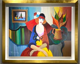 Lot 690 Original Oil Painting by Itzchak Tarkay Magnifique Portrait