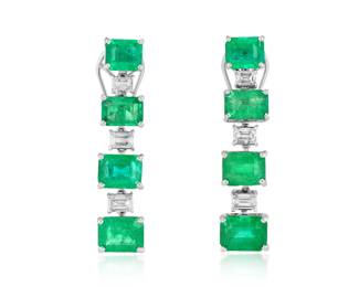 Lot 8237 Emerald  Diamond EarringsGIA Certified