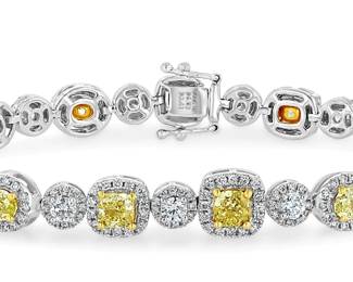 Lot 9970 Fancy Intense Yellow Diamond BraceletGIA Certified
