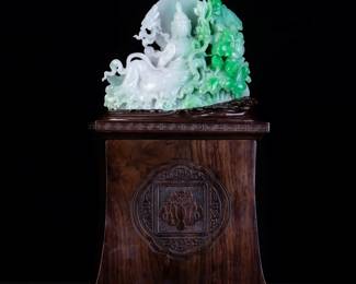 Lot JD816 Jadeite Jade Kwan Yin Carving