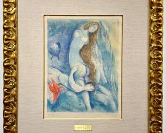 Lot 345 Original Marc Chagall Four tales from the Arabian Nights Plate 3, Color Lithograph