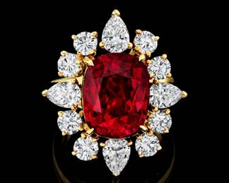 Lot 8273 Unheated Ruby  Diamond Ring