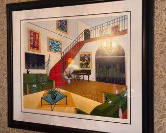 Framed & Matted Serigraph ""Duplex With Six Matisses" by Fanch Ledan