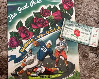 1947 Illinois vs. U.C.L.A. Rose Bowl Game Program & Ticket Stub