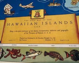 1937 Dole Pineapple Company Map of the Hawaiian Islands