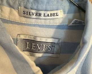 Levi's Silver Label Men's Blue & White Striped Collared Short Sleeve Button Down