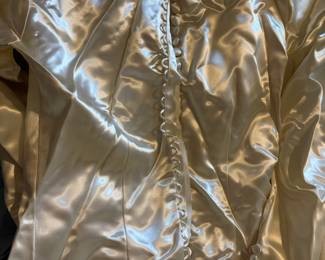 Circa 1950s Ivory Liquid Satin Pearl Beaded Wedding Dress