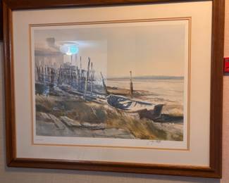 Framed & Matted Watercolor Print "High & Dry" by Jerry Stitt