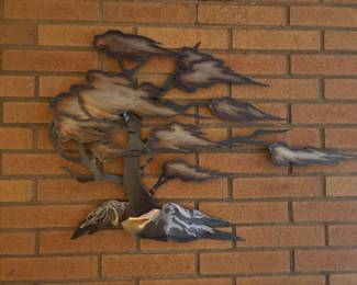 Brutalist Metal Tree in the Wind Wall Sculpture