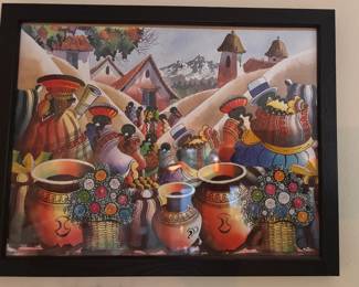 Framed Peruvian Machu-Picchu Watercolor Painting by Daniel Maxi Cueva