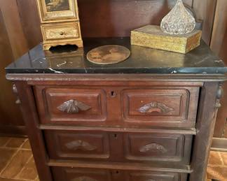 Antique marble top wash stand