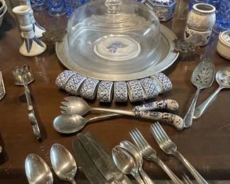 Blue goblets, silverplate 