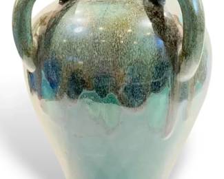 Green Glazed Ceramic Vase 11 Tall