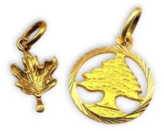 18k Gold Maple Leaf  Tree Pendants 3.00g Total
