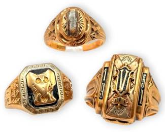 Vintage 10k Gold Class Rings  1928, 1948, 1951 17g Total