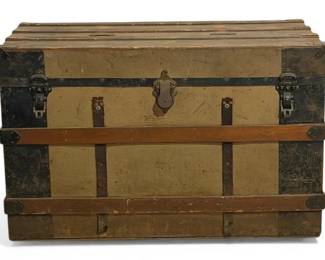 Large Vintage Chest with Wooden Interior and Metal Locks