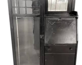 Black Wooden Display Cabinet with Drawers