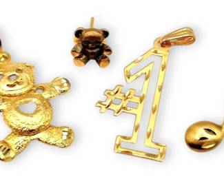 14k Gold Articulated Teddy Bear Pendant  More 14k Gold Jewelry