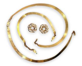 Damaged 14k Herringbone Necklace And Bracelet With More 14k Gold Scrap