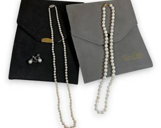 Pearl Necklaces  Earrings with 14k Gold Clasps