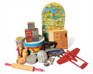 Vintage Childrens Toys  Blocks, Drum, and More