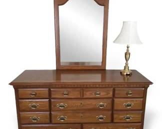 Kincaid Solid Wood Hunters Run 8 Drawer Dresser, Matching Mirror,  Lamp