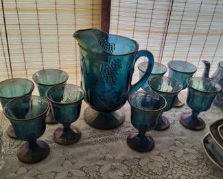Carnival pitcher and goblets