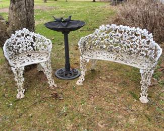 Iron chairs and bench