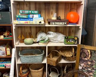 baskets of all kinds, vintage games, puzzles, toys