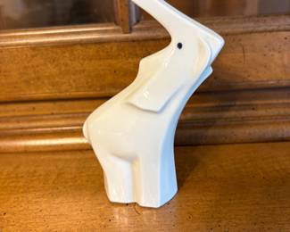 Collectible porcelline white Art Deco Cubist elephant figurine
