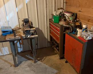 Steel tool chests and small workbench