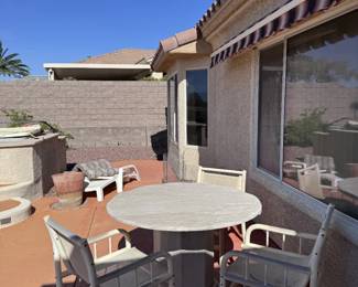 Marble Outdoor Table, Patio chairs, Chaise