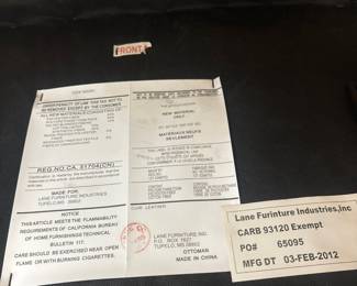 Lane Beige Leather Swivel Recliner Lounge Chair & Ottoman