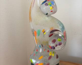 Murano Style Multicolor Abstract Art Glass Sculpture
