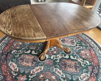 Oval Oak Extension Dining Table with Claw Foot Base