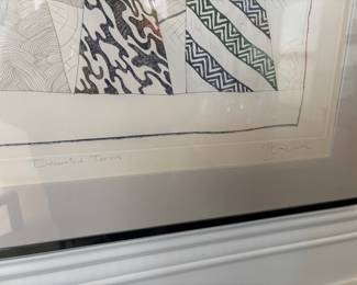 Framed & Matted 1977 Color Etching "Decorated Towers" by Anthony Benjamin