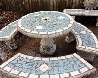 Tiled Cement table and benches