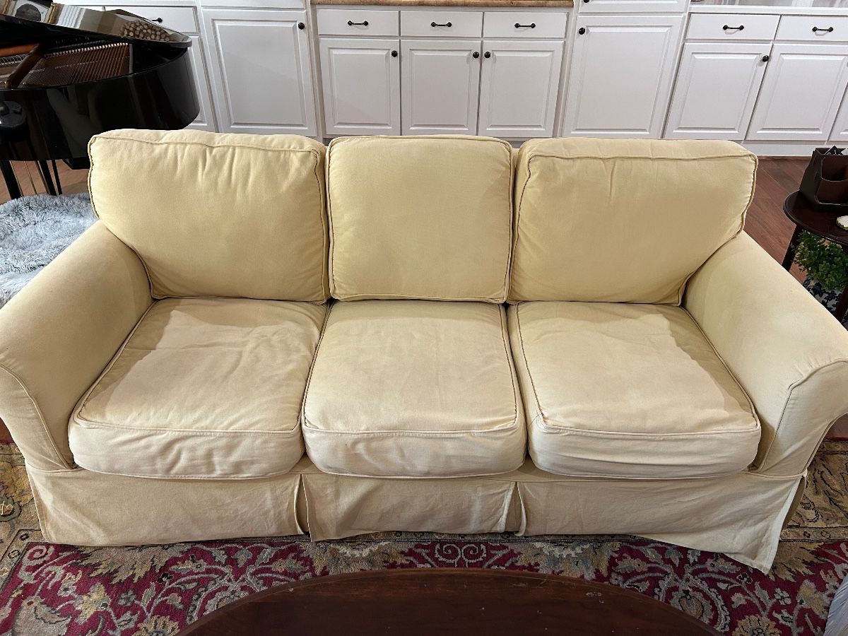 Slipcovered sofa
