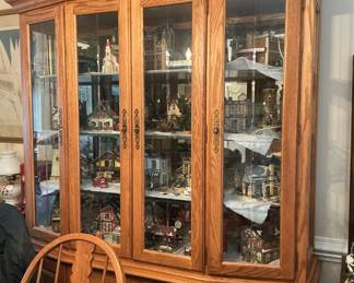 China cabinet with Christmas houses