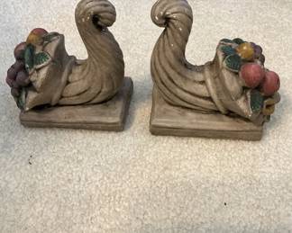 Horn of plenty cornucopia book ends