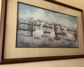 Framed picture of geese