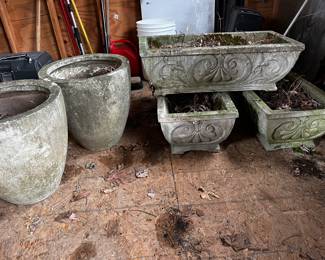 Vintage cement planters 