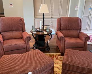Upholstered electric recliners and ottomans